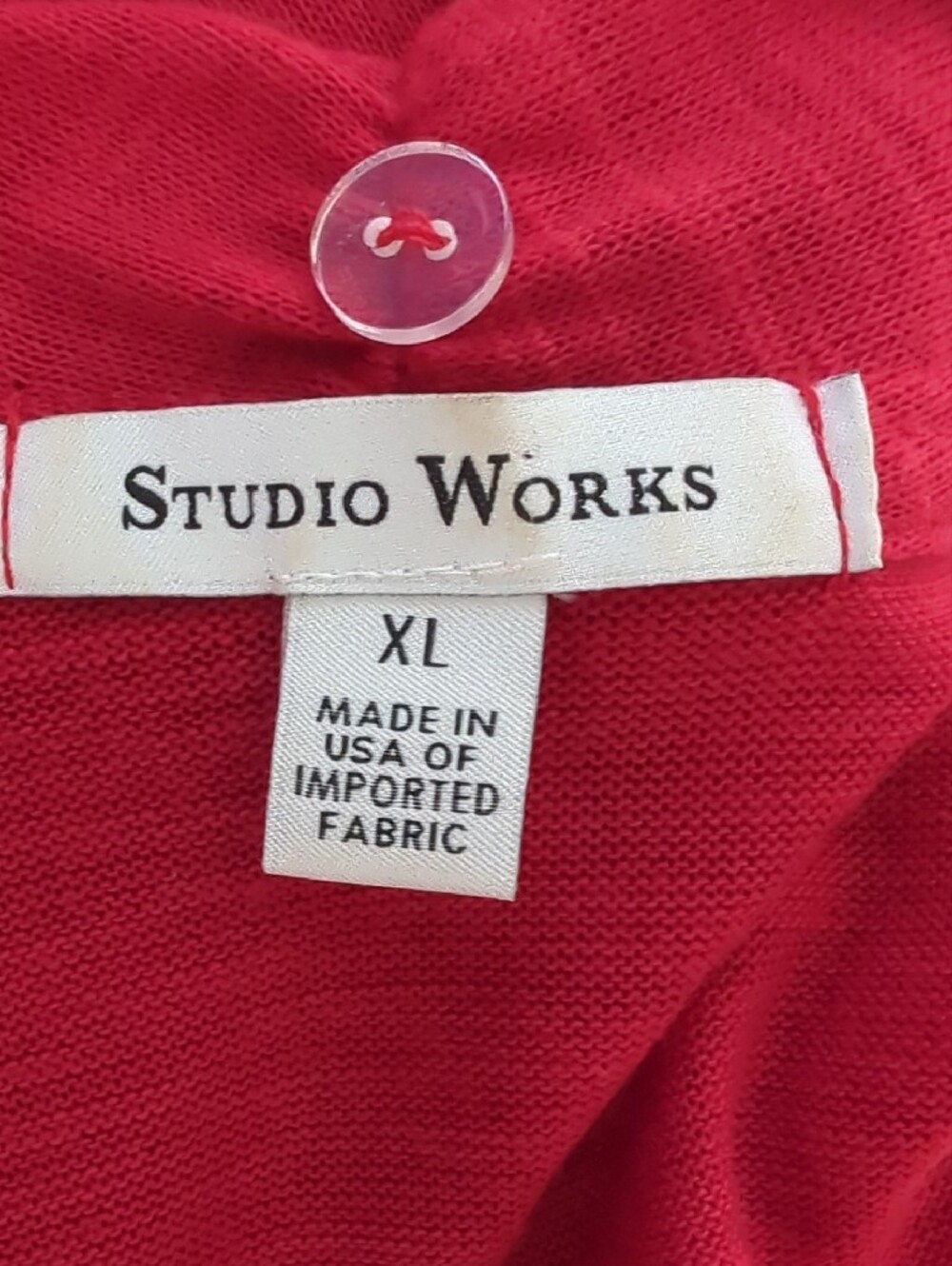 Studio Works Red Open Front Cardigan Roll Tab Sleeve XL - Picture 3 of 10